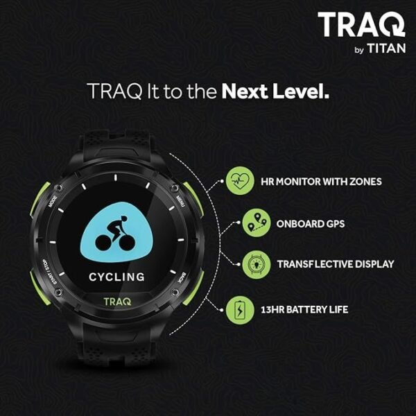Traq by Titan Cardio Running and Cycling GPS Unisex Smartwatch with Heart Rate Monitoring and Upto 7 Days of Battery Life