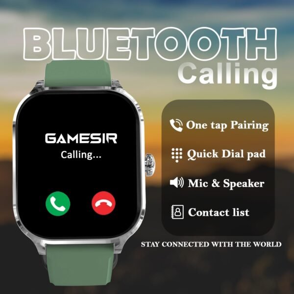 GameSir H18 Pro Smartwatch with Long Battery Life, 2.01" High-Resolution Screen, Bluetooth Calling, IP68 Waterproof, TFT Display, Luxury Design for Men & Women (Light Green)
