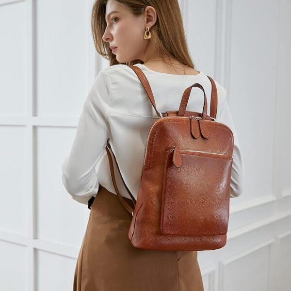 Heshe Women’s Vintage Leather Backpack Casual Daypack for Ladies and Girls