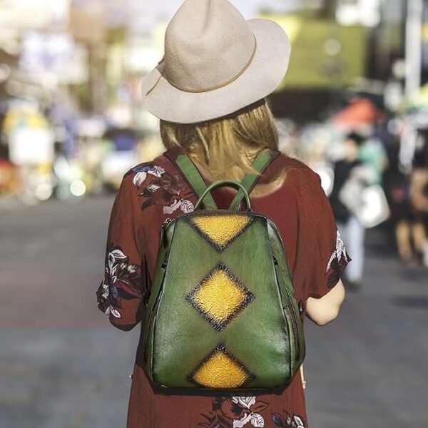 NIUCUNZH Genuine Leather Backpack for Women, Vintage Fashion Small Backpack