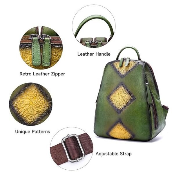NIUCUNZH Genuine Leather Backpack for Women, Vintage Fashion Small Backpack
