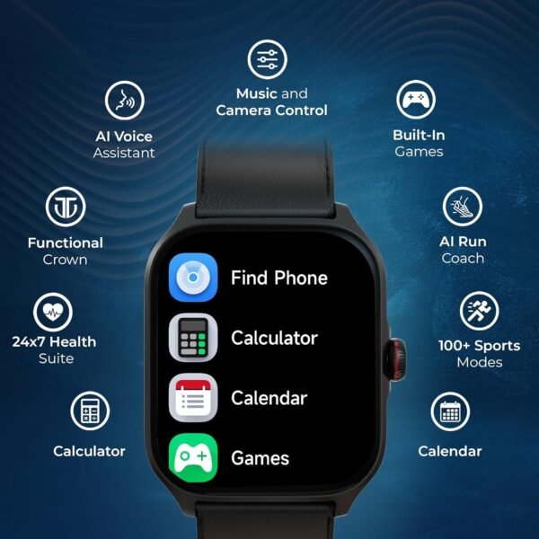 Titan Zeal Premium Fashion Smartwatch|1.85" AMOLED Display with AOD|390 * 450 Pixel Resolution|Functional Crown|SingleSync BT Calling|Advanced Chipset|100+ Sports Modes & Watchfaces IP68 (Mesh Strap)