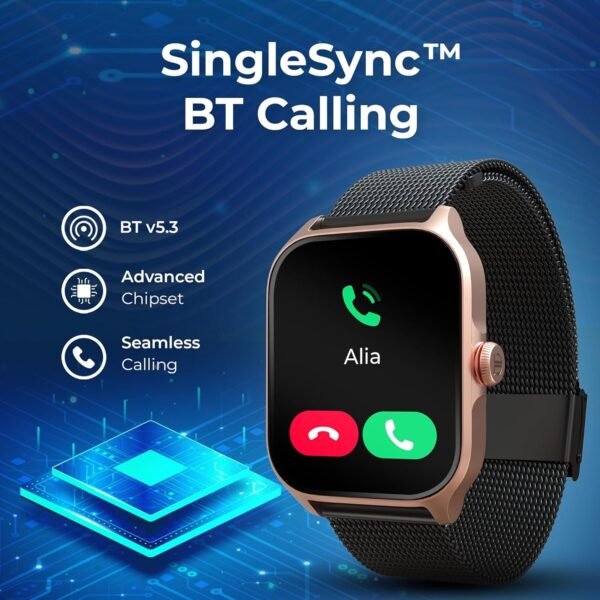 Titan Zeal Premium Fashion Smartwatch|1.85" AMOLED Display with AOD|390 * 450 Pixel Resolution|Functional Crown|SingleSync BT Calling|Advanced Chipset|100+ Sports Modes & Watchfaces IP68 (Mesh Strap)