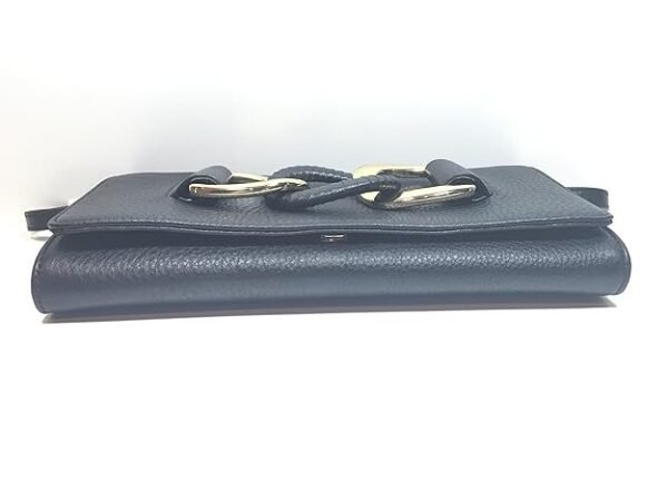 Michael Kors Womens Oversized Id Chain Pebbled Leather Clutch Black / Gold, Black, One Size