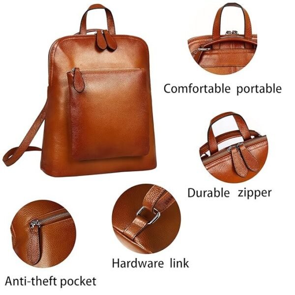 Heshe Women’s Vintage Leather Backpack Casual Daypack for Ladies and Girls