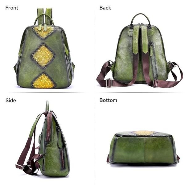 NIUCUNZH Genuine Leather Backpack for Women, Vintage Fashion Small Backpack
