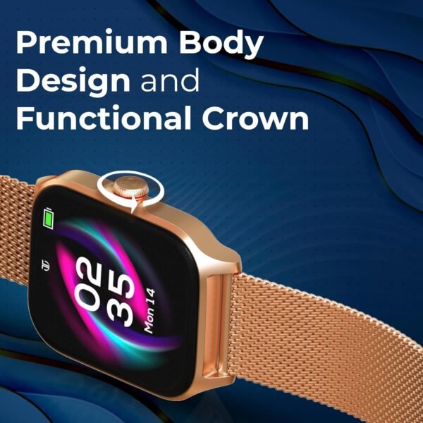 Titan Zeal Premium Fashion Smartwatch|1.85" AMOLED Display with AOD|390 * 450 Pixel Resolution|Functional Crown|SingleSync BT Calling|Advanced Chipset|100+ Sports Modes & Watchfaces IP68 (Mesh Strap)