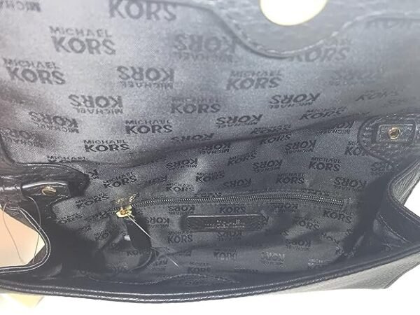 Michael Kors Womens Oversized Id Chain Pebbled Leather Clutch Black / Gold, Black, One Size